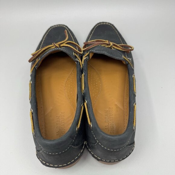 L.L. Bean Camp Mocs Size 9.5 Handsewn Mens Black Leather Moccasins Boat Shoes